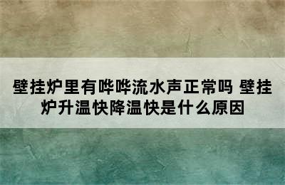 壁挂炉里有哗哗流水声正常吗 壁挂炉升温快降温快是什么原因